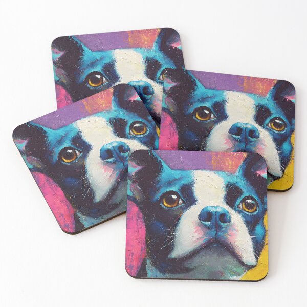 Item preview, Bright Modern Boston Terrier Dog Portrait designed and sold by AutoPopStudio.