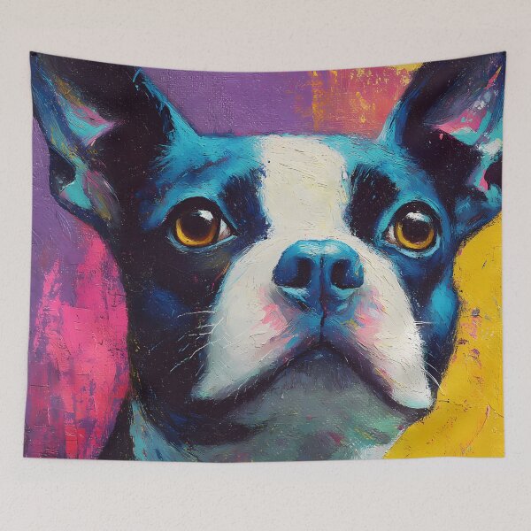 Item preview, Bright Modern Boston Terrier Dog Portrait designed and sold by AutoPopStudio.