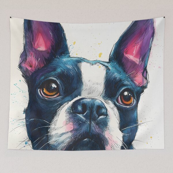 Item preview, Funky Boston Terrier Artwork for Dog Lovers designed and sold by AutoPopStudio.