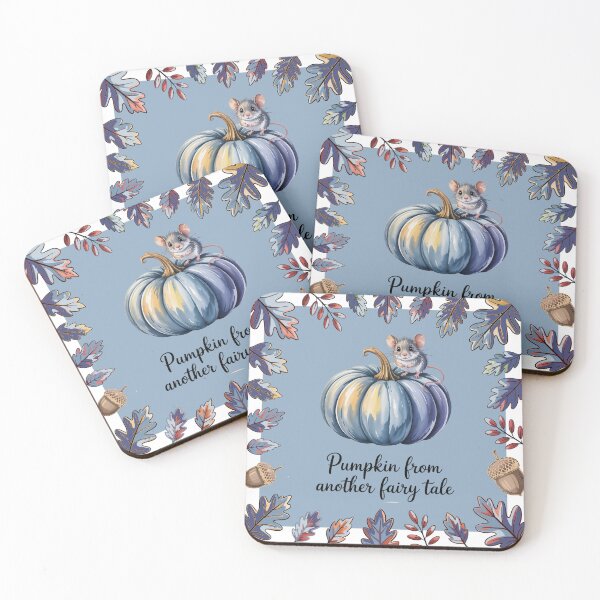 Item preview, Blue Fall Pumpkins with Cute Mouse  designed and sold by WikaKowalczyk.