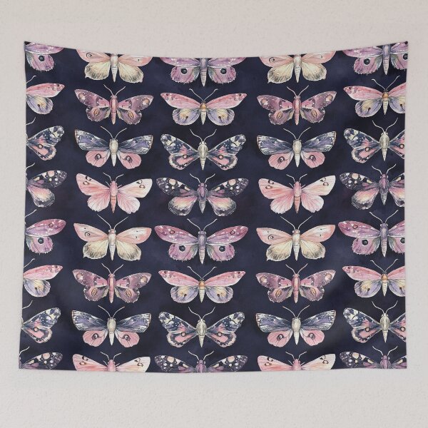Item preview, Night Garden Dark Purple Pink Watercolor Moths All Over designed and sold by Feeling Artsy.