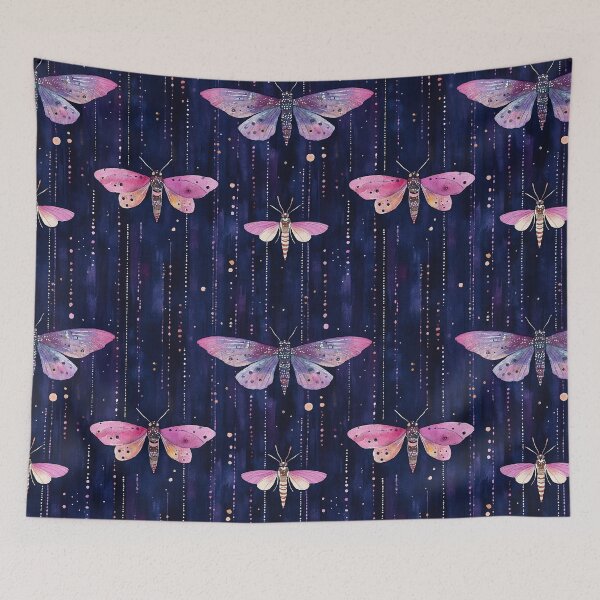 Item preview, Night Garden Dark Purple Pink Watercolor Moths All Over designed and sold by Feeling Artsy.