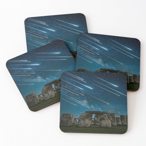 Item preview, Shooting Stars Over Stonehenge – Cosmic Nightscape Art designed and sold by nigejohn.