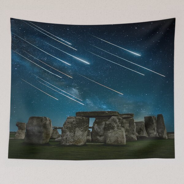 Item preview, Shooting Stars Over Stonehenge – Cosmic Nightscape Art designed and sold by nigejohn.