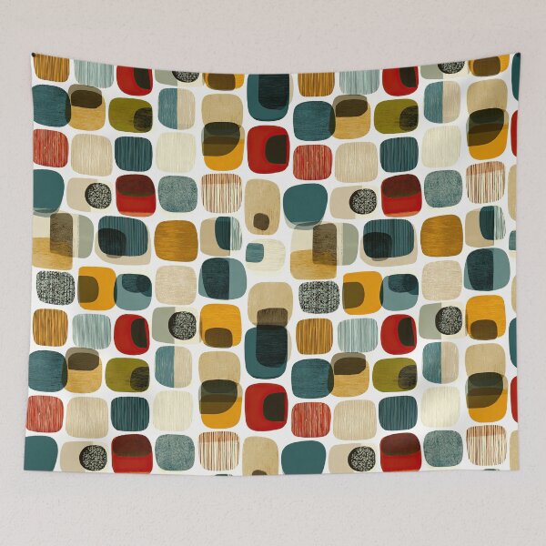 Item preview, Mid-Century Modern Abstract Shapes Pattern 2 designed and sold by Kybruno's Creations.