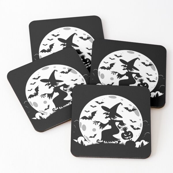 Item preview,  A witch, a full moon and bats. designed and sold by MagelliShop.