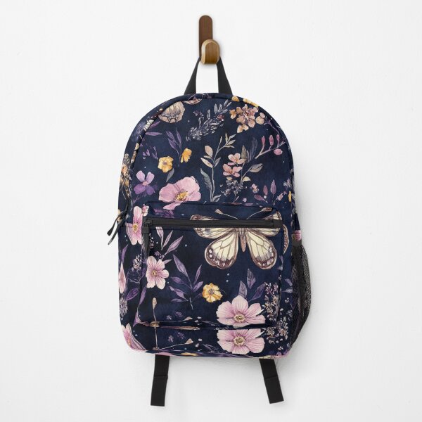Item preview, Night Garden Dark Purple Pink Watercolor Flowers and Butterflies All Over designed and sold by Feeling Artsy.