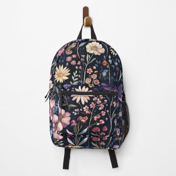 Item preview, Night Garden Purple Pink Watercolor Flowers and Butterflies All Over designed and sold by Feeling Artsy.
