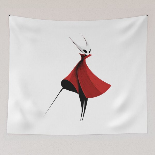 Item preview, Minimalist Hornet in Motion – Hollow Knight Silksong Red Cloak Design designed and sold by VilnaArtPrints.