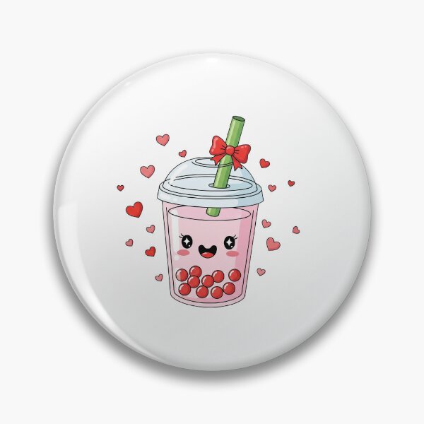 Item preview, Cute Kawaii Strawberry Bubble Tea Love designed and sold by istoriadesign.