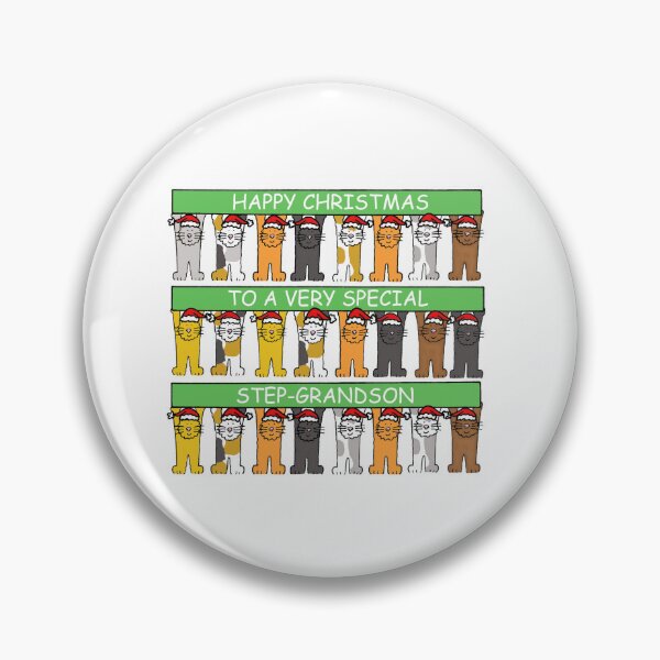 Item preview, Happy Christmas to Step-Grandson Cats in Santa Hats designed and sold by KateTaylor.