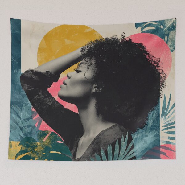 Item preview, Bold Afro Portrait – Modern Tropical Pop Art Collage designed and sold by Moss and Moon Studio.
