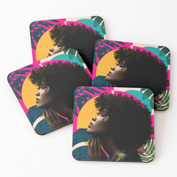 Item preview, Bold Afro Portrait – Modern Tropical Pop Art Collage designed and sold by Moss and Moon Studio.