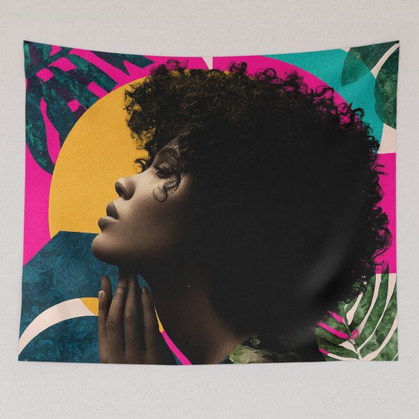 Item preview, Bold Afro Portrait – Modern Tropical Pop Art Collage designed and sold by Moss and Moon Studio.