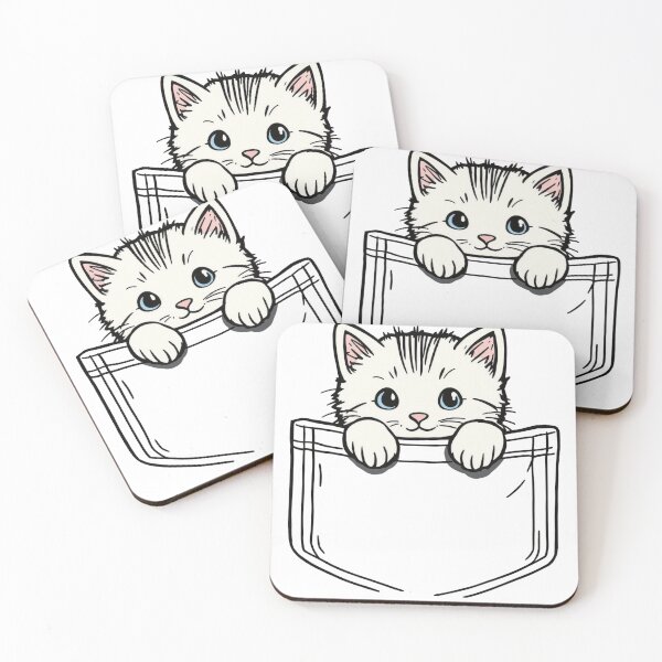Item preview, Pocket Kitten Design – Minimalist Cute Cat Line Art for Apparel designed and sold by KaryaVisionSTR.