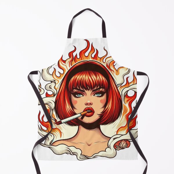 Item preview, Fierce Retro Flame Girl Smoking Pop Art Illustration designed and sold by Spark2Seduction.