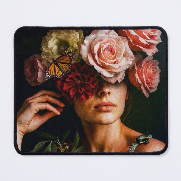 Item preview, Beauty and Temptation: Surreal Portrait with Roses, Snake, and Butterfly designed and sold by seamless.