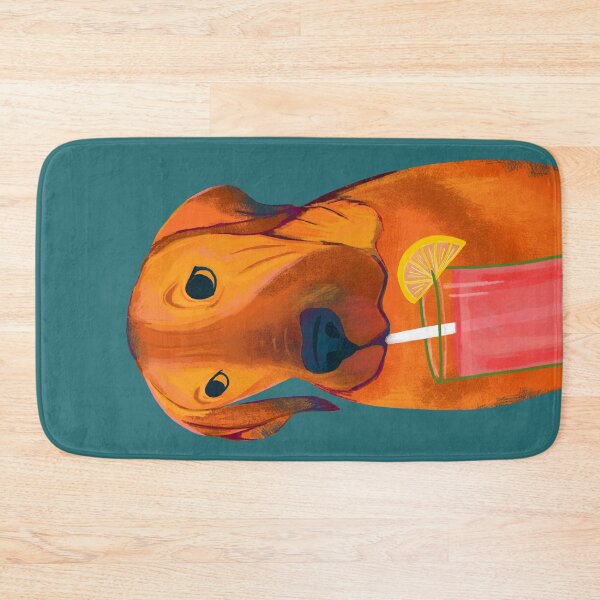 Item preview, Sit, Stay and Sip. Whimsical Mastiff drinking lemonade designed and sold by Kathy Osborne Studio.