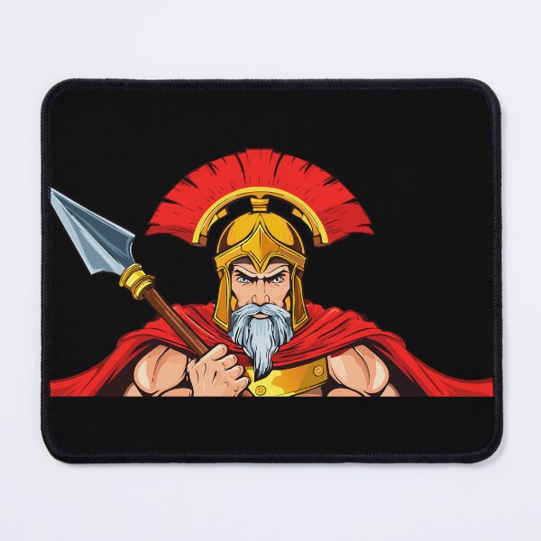 Item preview, Powerful ancient warrior holding spear ready for battle, Spartan or Trojan warrior with helmet and spear, Ancient Greek Hoplite muscular Warrior, designed and sold by Danler.