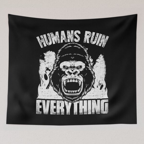 Item preview, Earth Gorilla Protest Distressed White designed and sold by LarkDesigns.