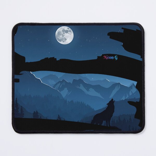 Item preview, Mountain landscape at night, full moon and a single wolf howling Embrace the Night 6 designed and sold by Neon G.