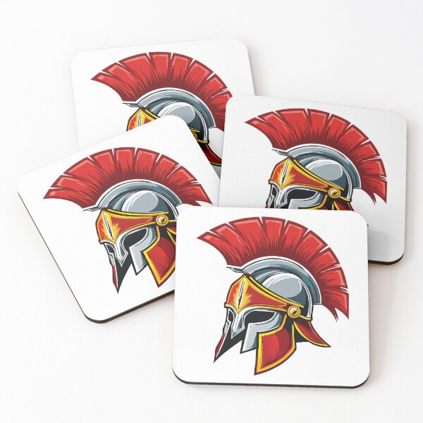 Item preview, Ancient Greek Corinthian helmet, Trojan,  Spartan warrior helmet, Illustration of an Ancient silver Greek Helmet with Red Plume designed and sold by Danler.