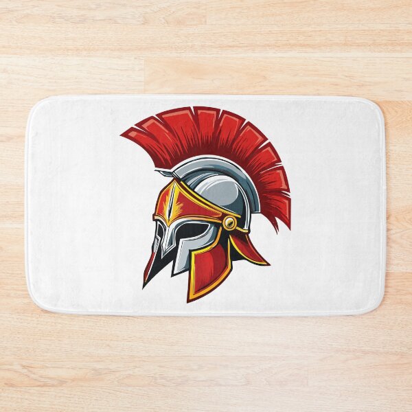 Item preview, Ancient Greek Corinthian helmet, Trojan,  Spartan warrior helmet, Illustration of an Ancient silver Greek Helmet with Red Plume designed and sold by Danler.