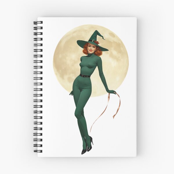 Item preview, Classic Full-Moon Witch Pin-Up – 1950s Vintage Glamour designed and sold by Lightning-Lace.