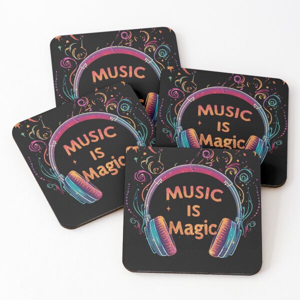 Item preview, Music is Magic headphones releasing glowing sparkles, stars and magical swirls 1 designed and sold by Neon G.