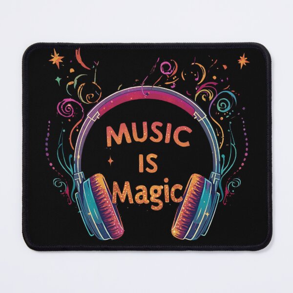 Item preview, Music is Magic headphones releasing glowing sparkles, stars and magical swirls 1 designed and sold by Neon G.