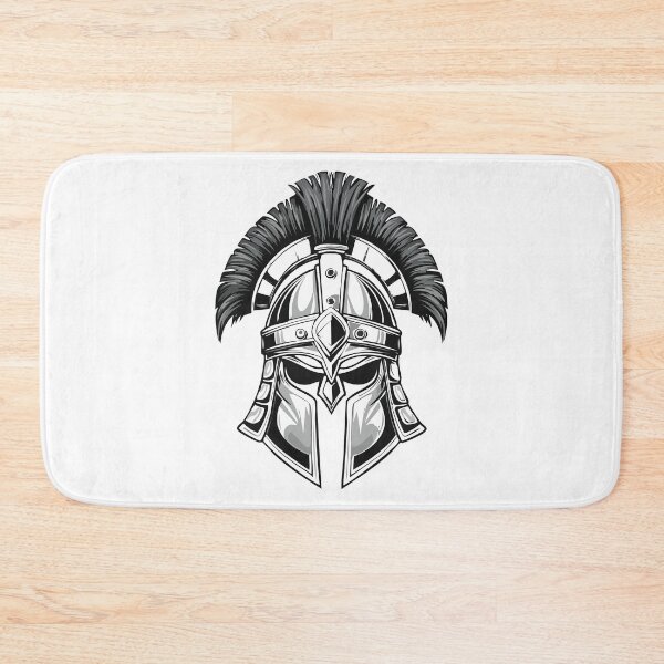 Item preview, Ancient Greek Corinthian helmet, Trojan,  Spartan warrior helmet, Black and white Illustration of an Ancient Greek Helmet with Plume designed and sold by Danler.