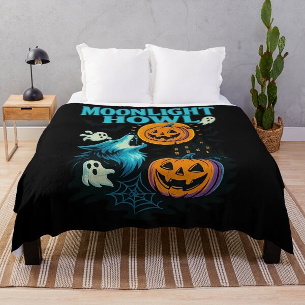 Item preview, Moonlight Howl – Spooky Wolf and Pumpkin Design designed and sold by ArcadiaSilence.