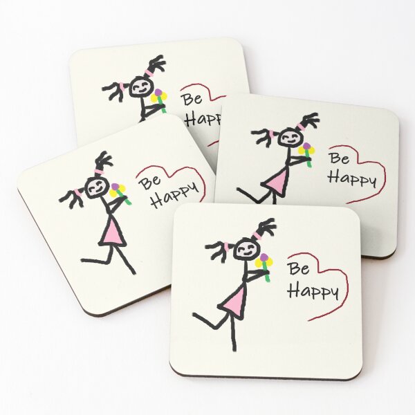 Item preview, Be happy, girl and flowers doodle designed and sold by QUOT-s.