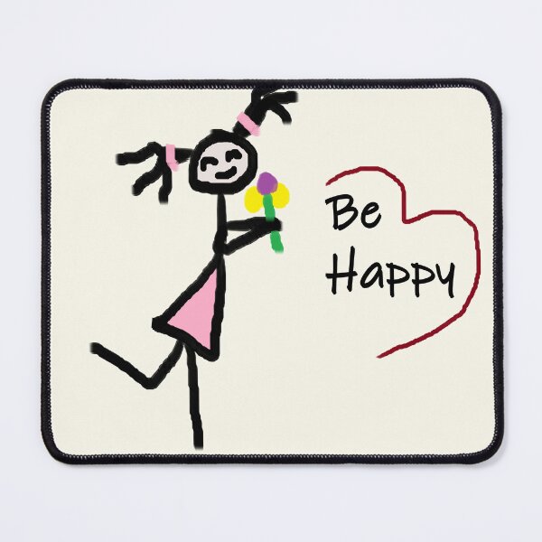 Item preview, Be happy, girl and flowers doodle designed and sold by QUOT-s.