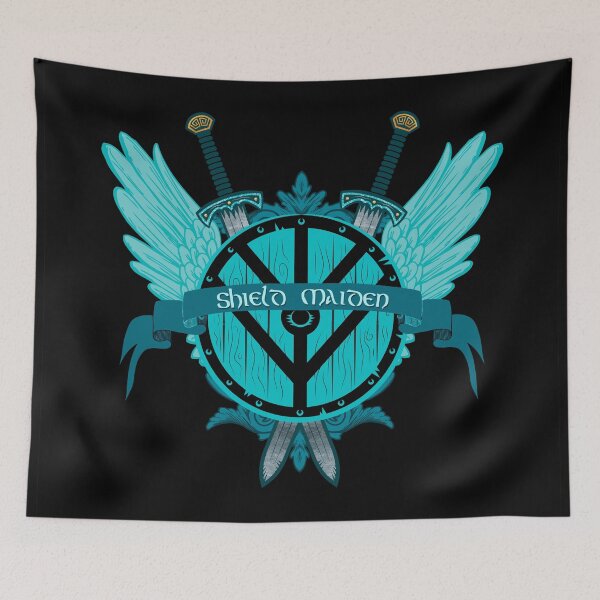 Item preview, Shield Maiden Badass Warrior Woman Winged Teal Viking Shield  designed and sold by Glimmersmith.