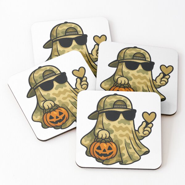 Item preview, Cool Camo Ghost with Pumpkin & Heart Hand – Halloween Vibes designed and sold by SimpliVibe.