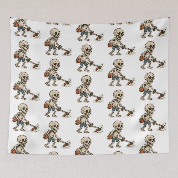 Item preview, Skeleton Yard Work Sticker – Funny Lawn Care Vinyl Decal, Weed Eater Skeleton Sticker for Gardeners, Landscapers & Halloween Humor designed and sold by BrinaandPops.
