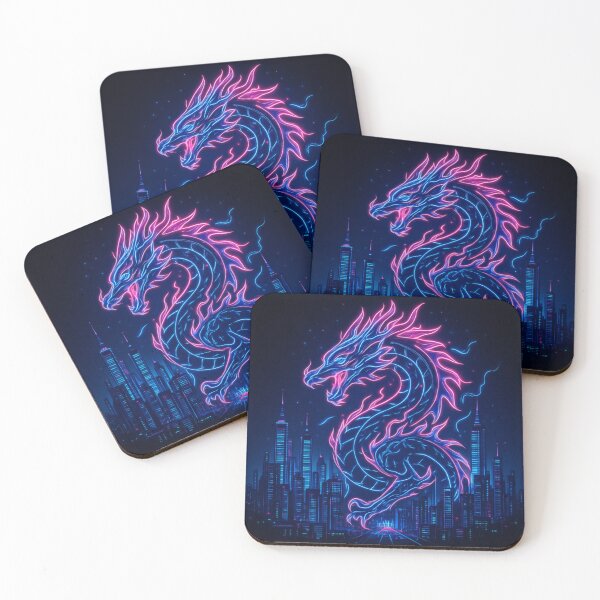 Item preview, Cyberpunk Neon Dragon | Futuristic Vaporwave City Art designed and sold by Lucorr.