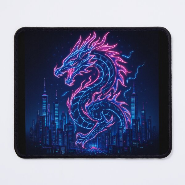 Item preview, Cyberpunk Neon Dragon | Futuristic Vaporwave City Art designed and sold by Loo Loo.
