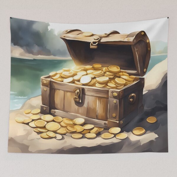 Item preview, Treasure Chest with Gold Coins designed and sold by CalmnessbyChoice.