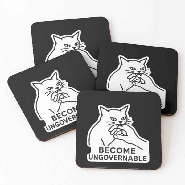Item preview, Become Ungovernable - Black Cat Biting Hand Funny Meme designed and sold by Jakotakoo.