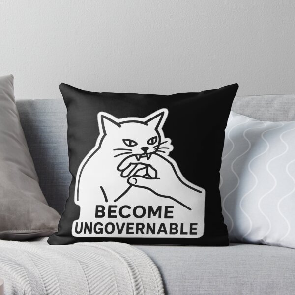 Item preview, Become Ungovernable - Black Cat Biting Hand Funny Meme designed and sold by Jakotakoo.