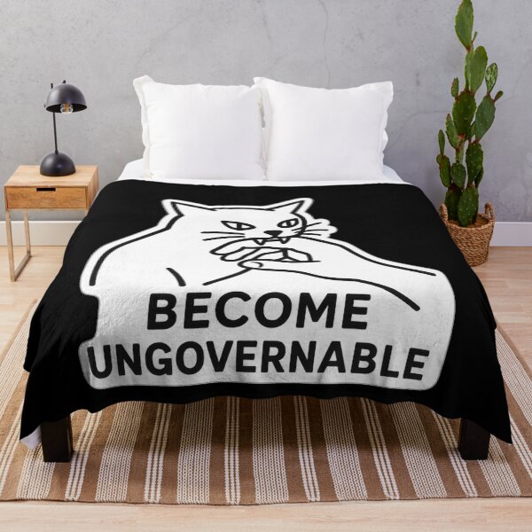 Item preview, Become Ungovernable - Black Cat Biting Hand Funny Meme designed and sold by Jakotakoo.