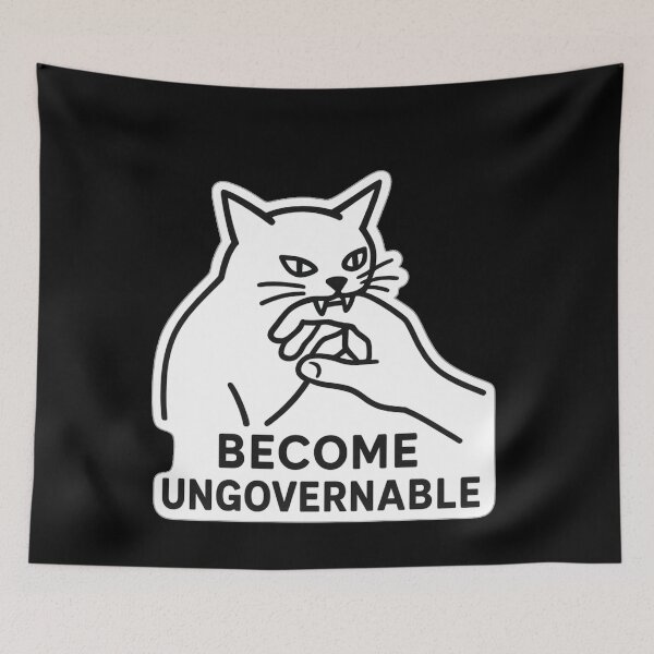 Item preview, Become Ungovernable - Black Cat Biting Hand Funny Meme designed and sold by Jakotakoo.