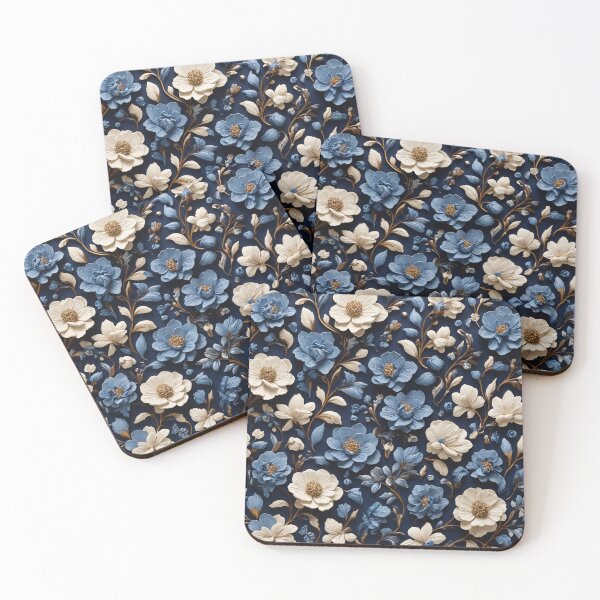 Item preview, Blue and White 3D Floral Pattern designed and sold by Apex Designs.