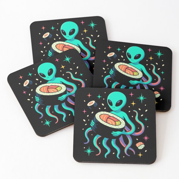 Item preview, Alien Sushi Courier – Space Octopus Vector Design designed and sold by POD DYNASTY | Original Print On Demand T-Shirt Graphics.