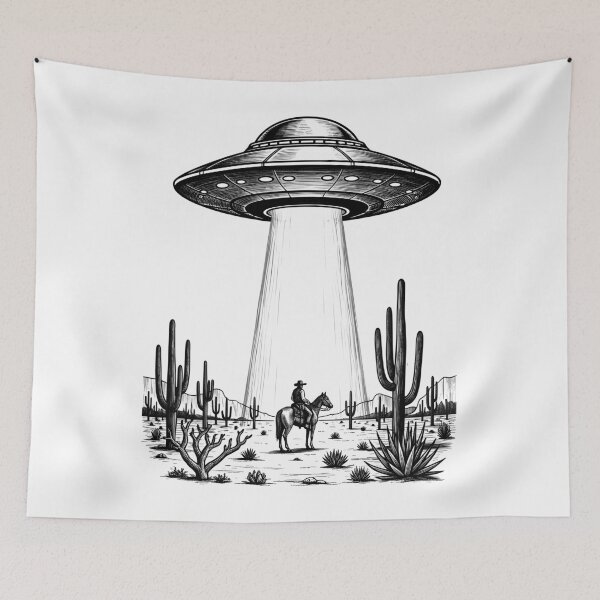 Item preview, Cowboy and UFO Retro Sci-Fi Design designed and sold by CleanDecor.