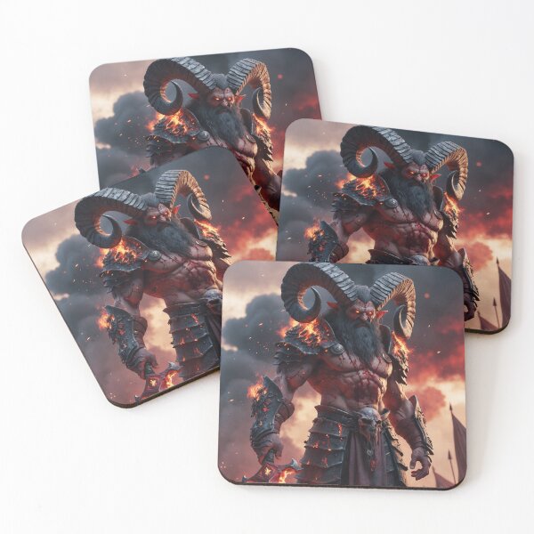 Item preview, Depiction of a demonic general Ashkar the Bloodhorn on the battlefield. designed and sold by AJTees99.