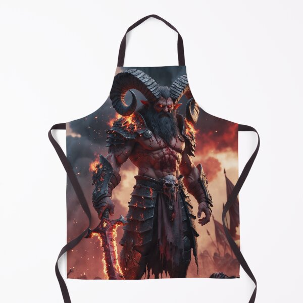 Item preview, Depiction of a demonic general Ashkar the Bloodhorn on the battlefield. designed and sold by AJTees99.