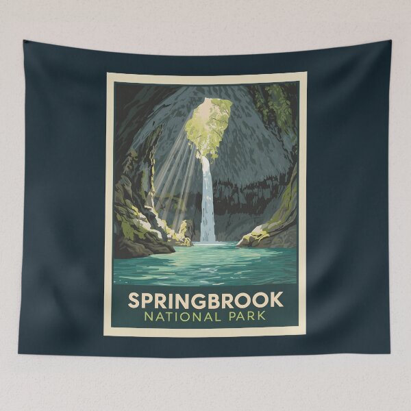 Item preview, A Vintage Illustration of Springbrook National Park - Australia designed and sold by GoodOldVintage.